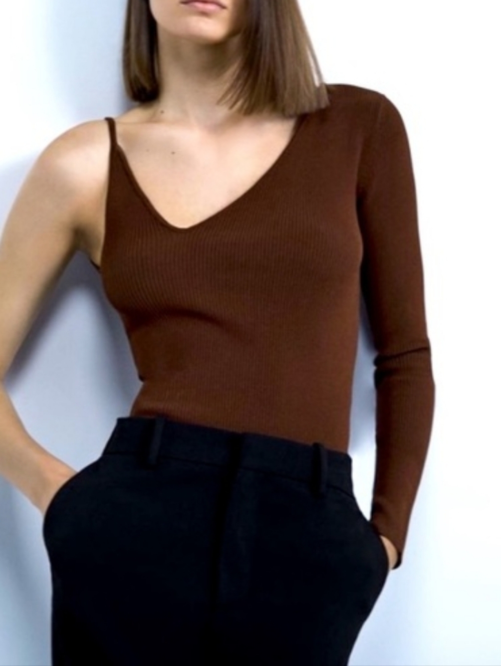 ZARA One Sleeve Asymmetrical Top